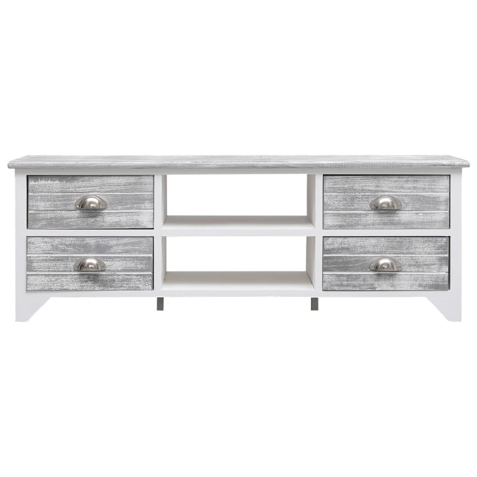 Mueble para TV madera de paulownia blanco y gris 108x30x40