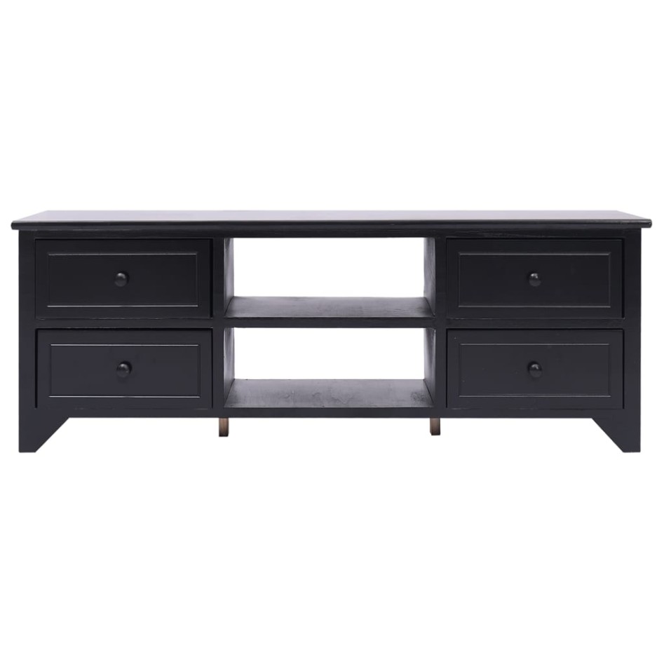 Mueble para TV madera maciza de paulownia negro 108x30x40