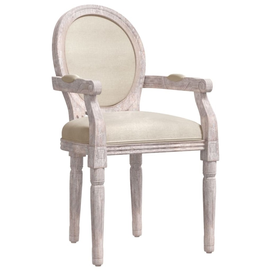 Silla de comedor de lino beige 54x56x96,5