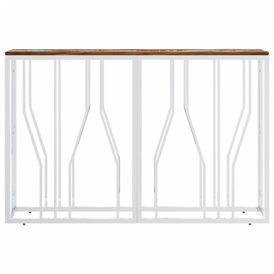 Mesa consola acero inoxidable madera maciza reciclada