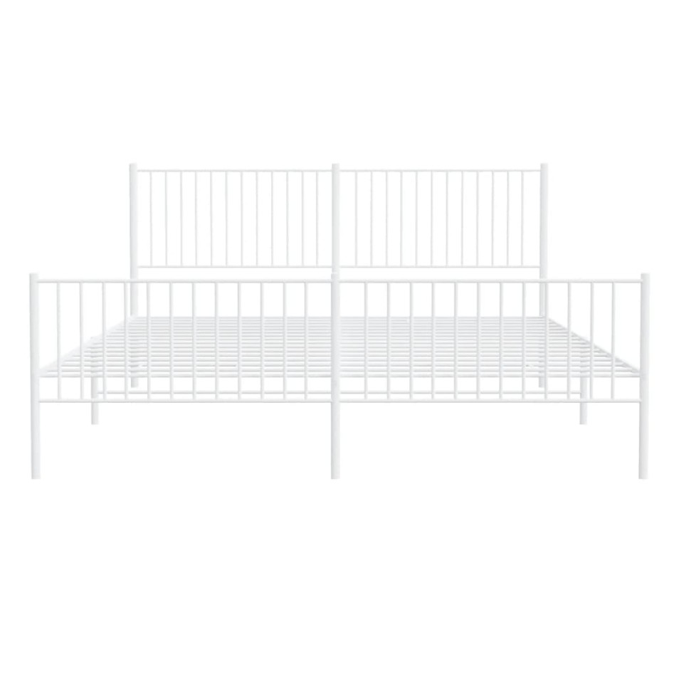 Estructura cama metal con cabecero y estribo blanco 200x200