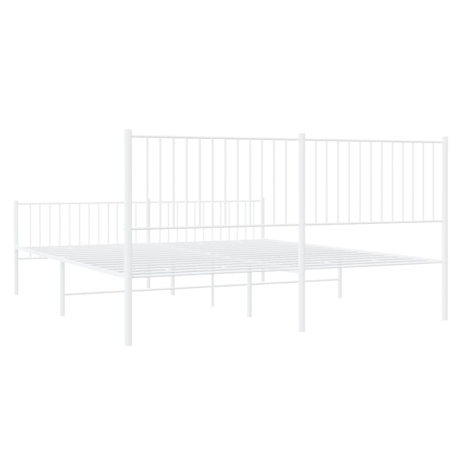 Estructura cama metal con cabecero y estribo blanco 200x200