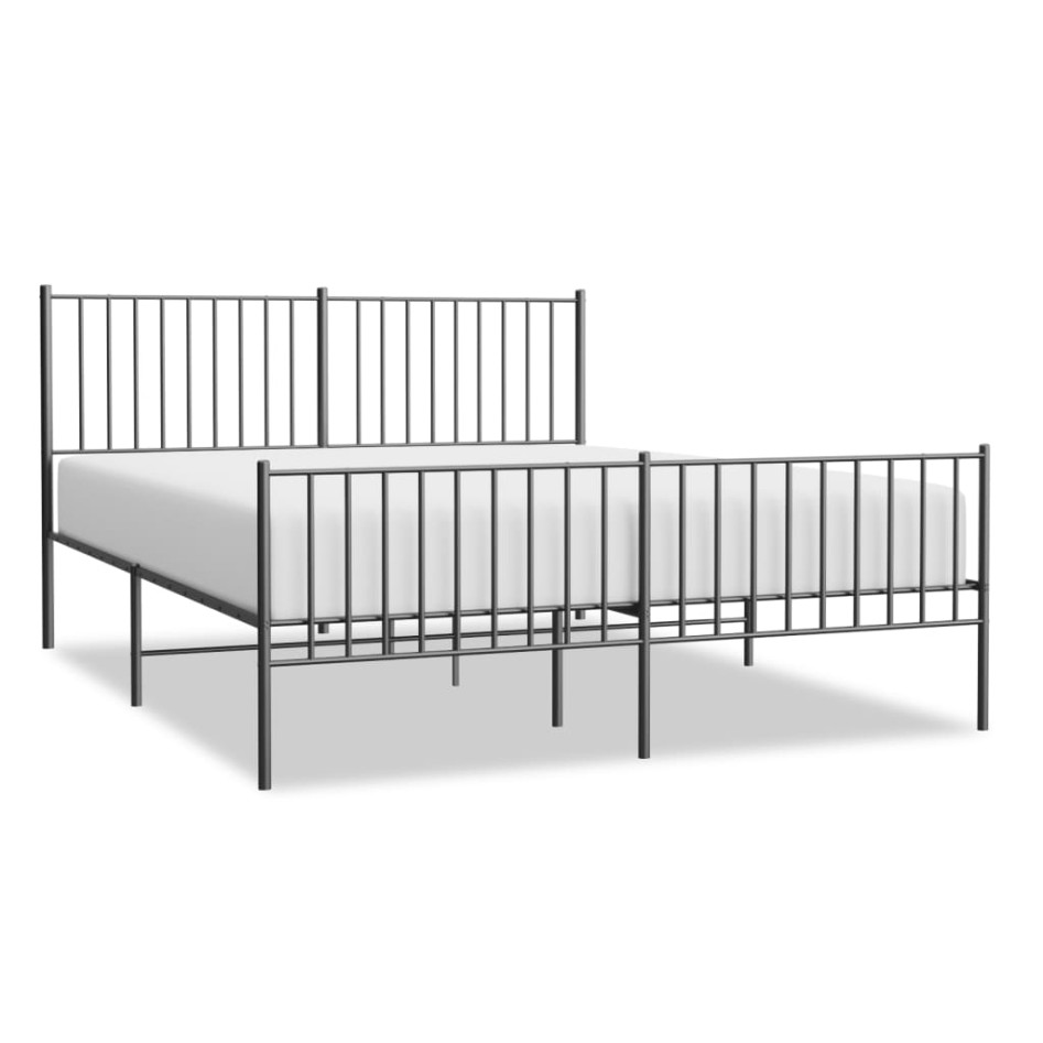 Estructura de cama cabecero y estribo metal negro 160x200