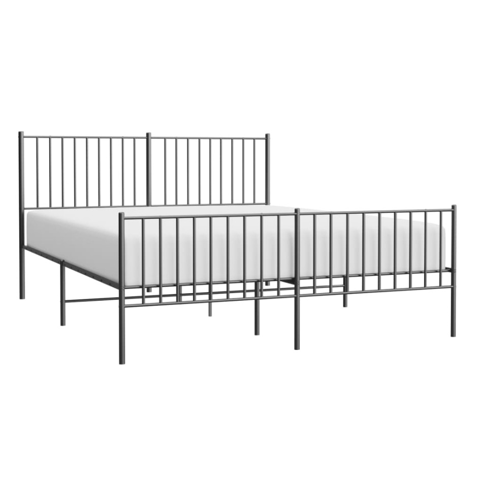 Estructura de cama cabecero y estribo metal negro 160x200