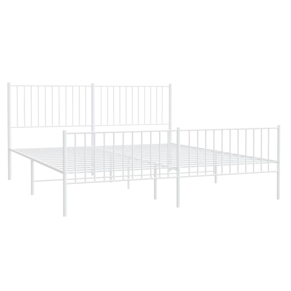 Estructura cama metal con cabecero y pie cama blanco 183x213