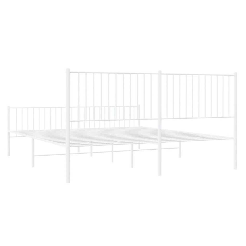 Estructura cama metal con cabecero y pie cama blanco 183x213