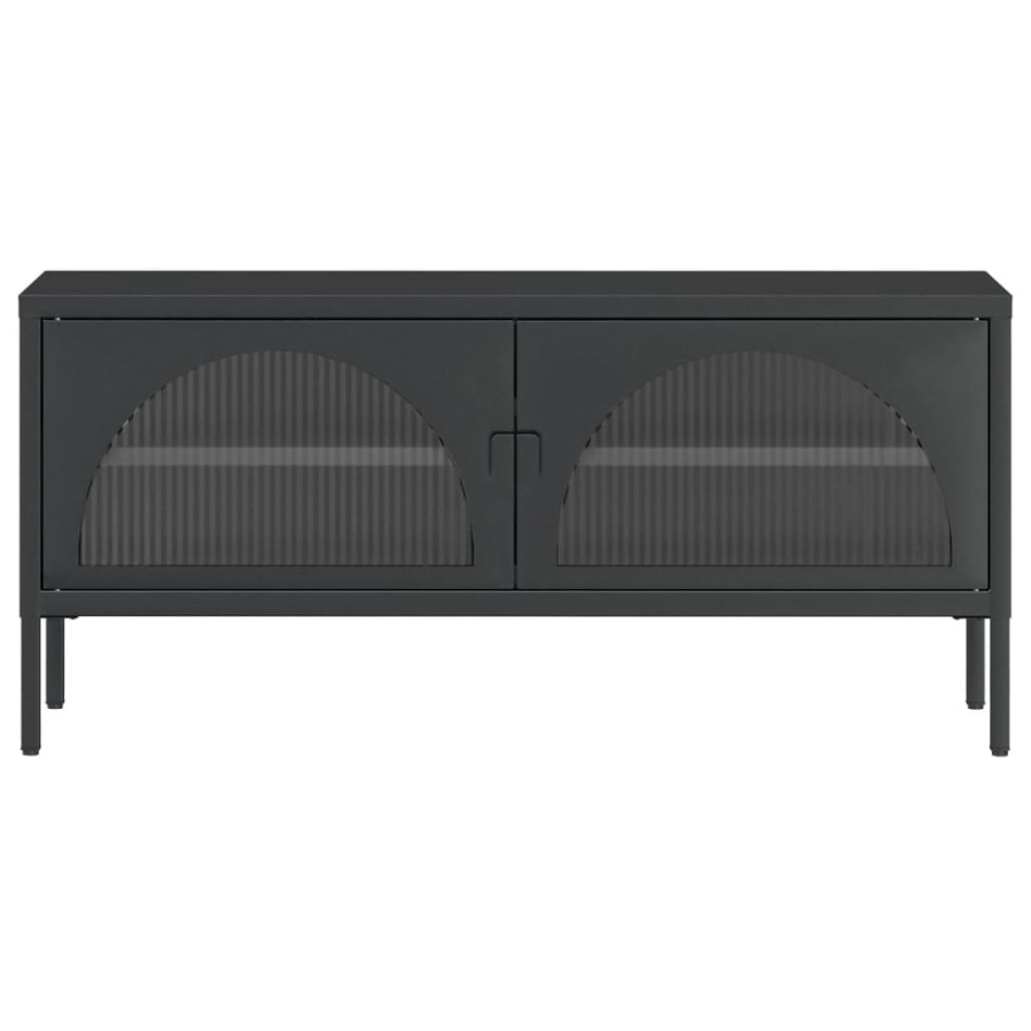 Mueble de TV vidrio y acero negro 105x35x50
