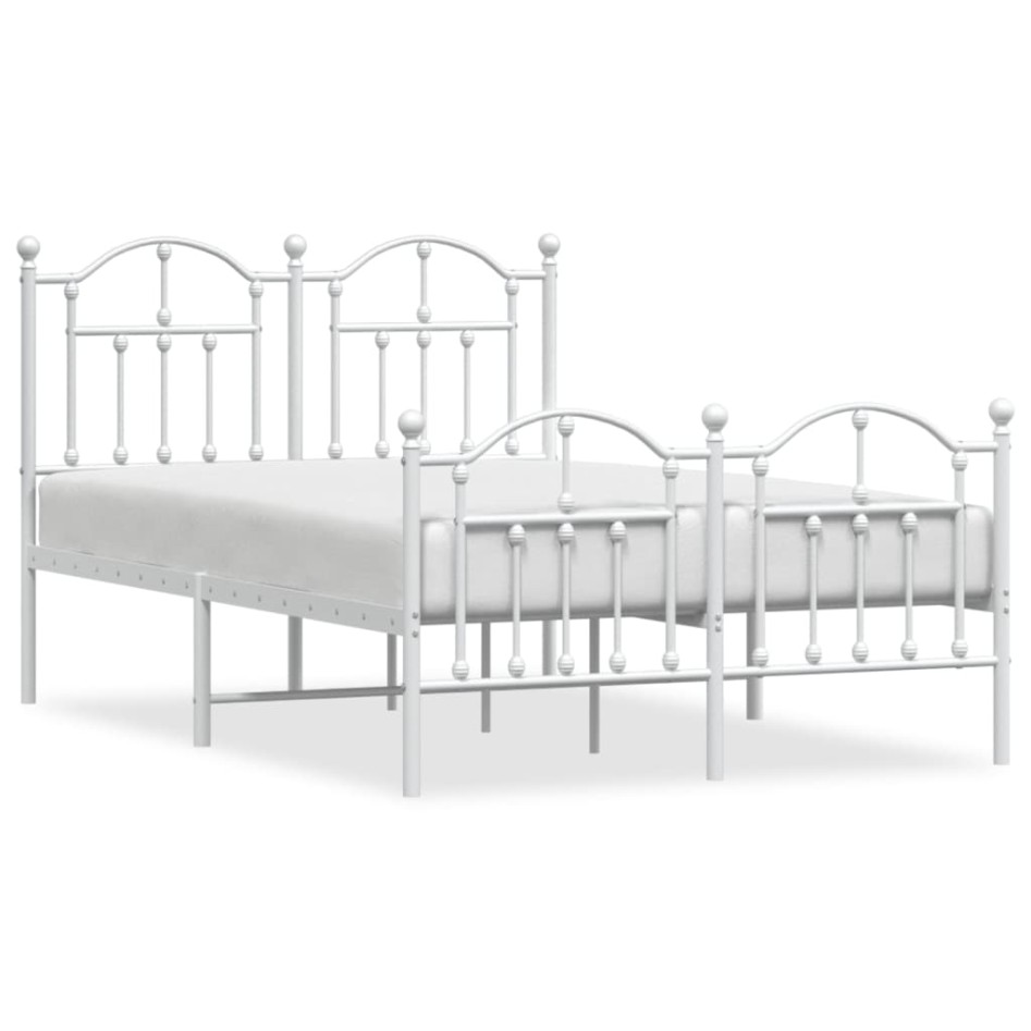 Estructura cama metal con cabecero y estribo blanco 120x190