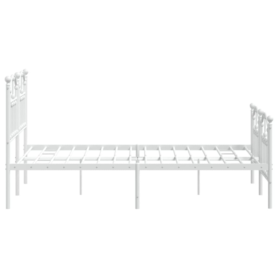 Estructura cama metal con cabecero y estribo blanco 120x190
