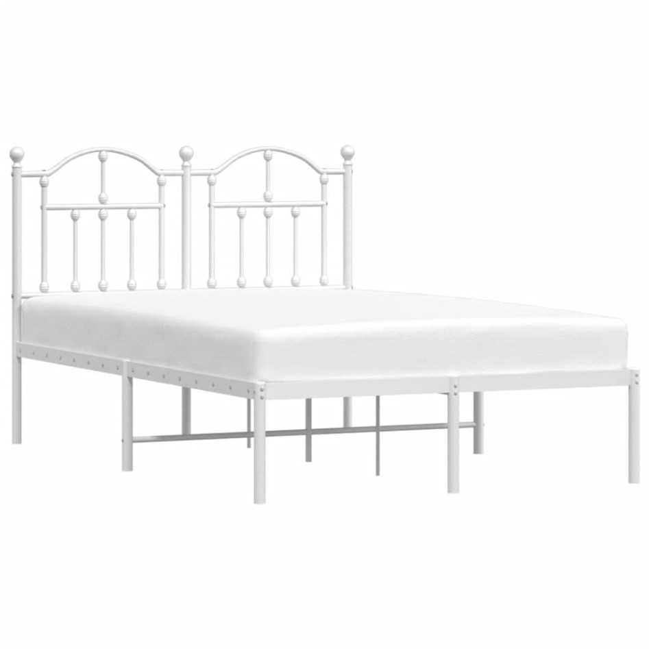 Estructura de cama de metal con cabecero blanca 120x200