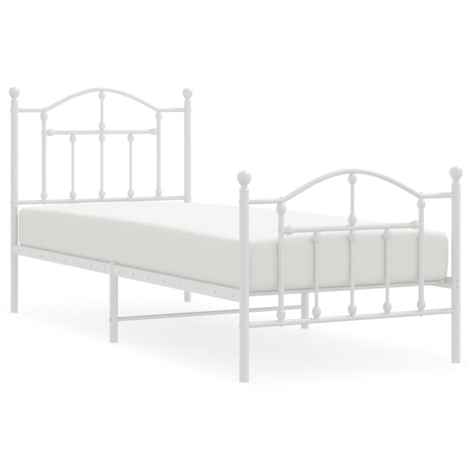 Estructura cama metal con cabecero y pie cama blanca 90x200