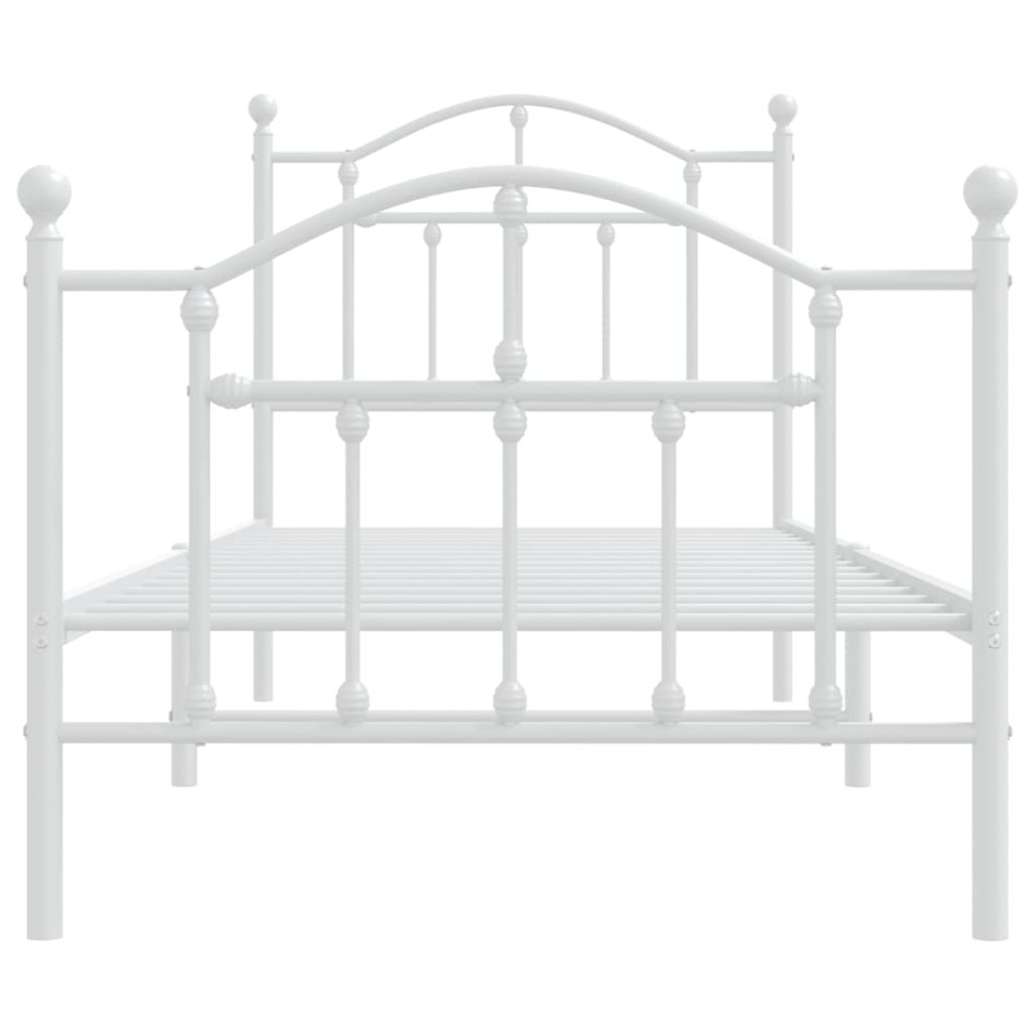 Estructura cama metal con cabecero y pie cama blanca 90x200