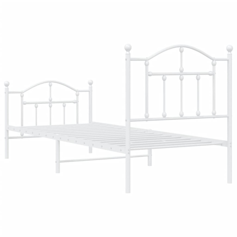 Estructura cama metal con cabecero y pie cama blanca 90x200