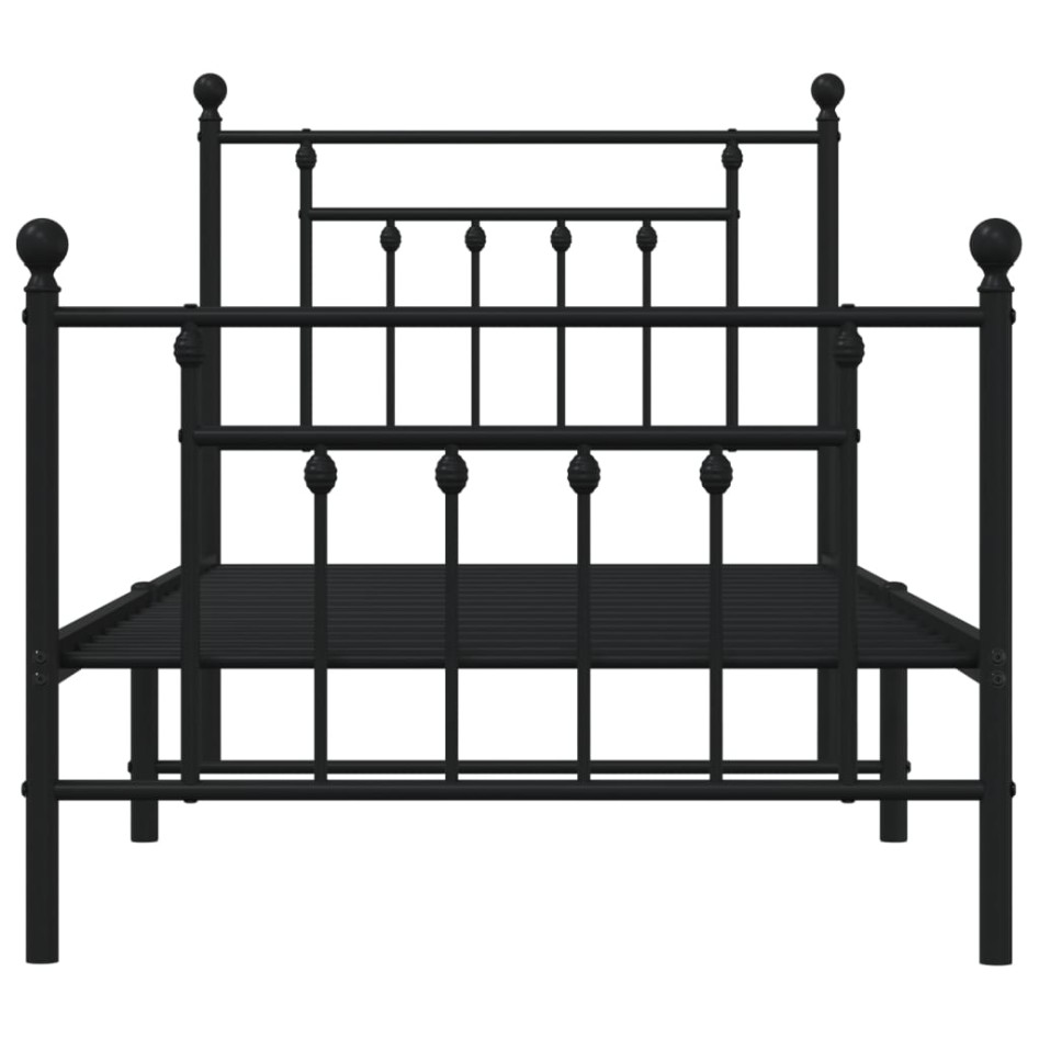 Estructura de cama con cabecero y estribo metal negro 90x200