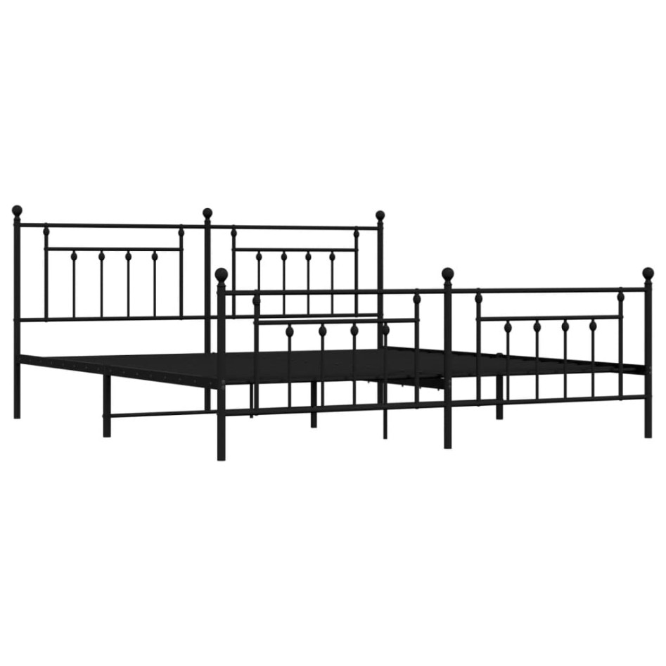 Estructura de cama cabecero y estribo metal negro 200x200