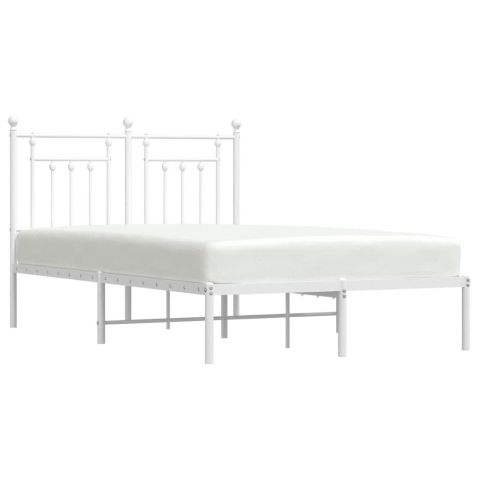 Estructura de cama de metal con cabecero blanca 120x190