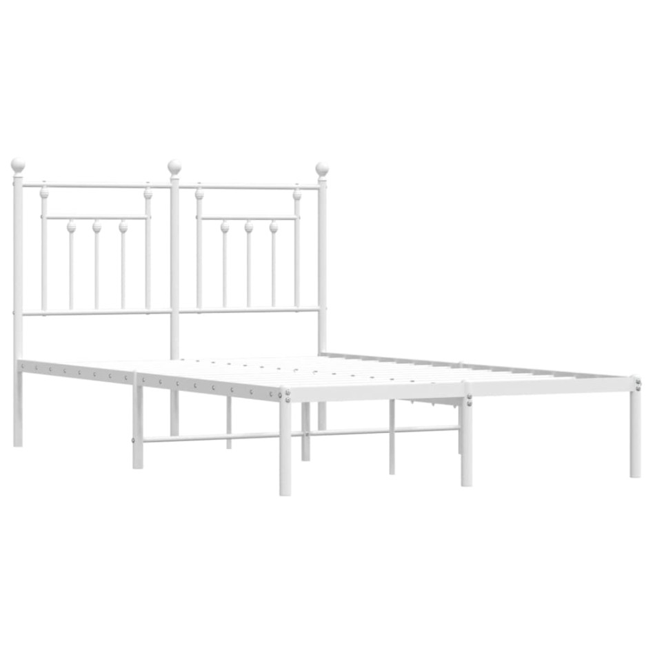 Estructura de cama de metal con cabecero blanca 120x190