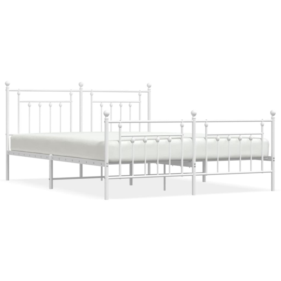 Estructura cama metal con cabecero y estribo blanco 160x200