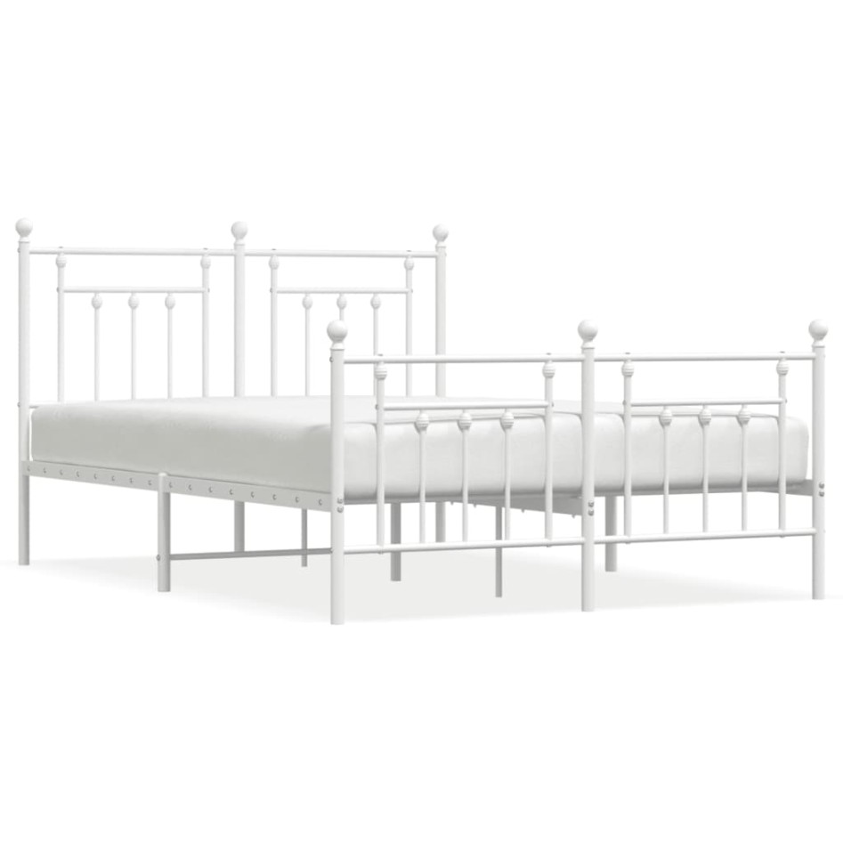 Estructura cama metal con cabecero y estribo blanco 140x200
