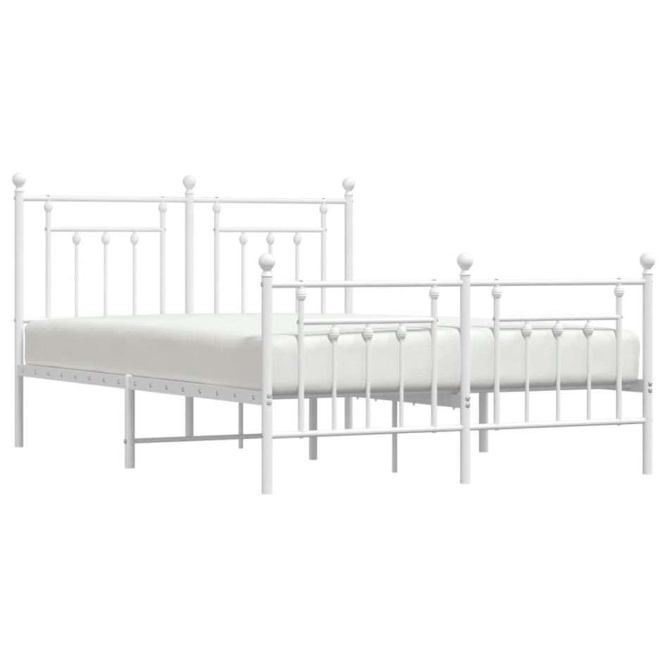 Estructura cama metal con cabecero y estribo blanco 140x200
