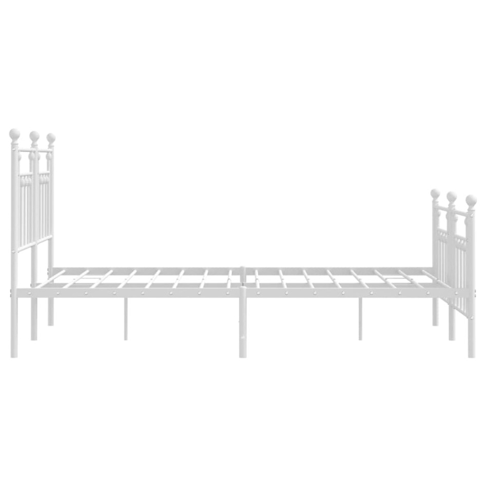 Estructura cama metal con cabecero y estribo blanco 140x200