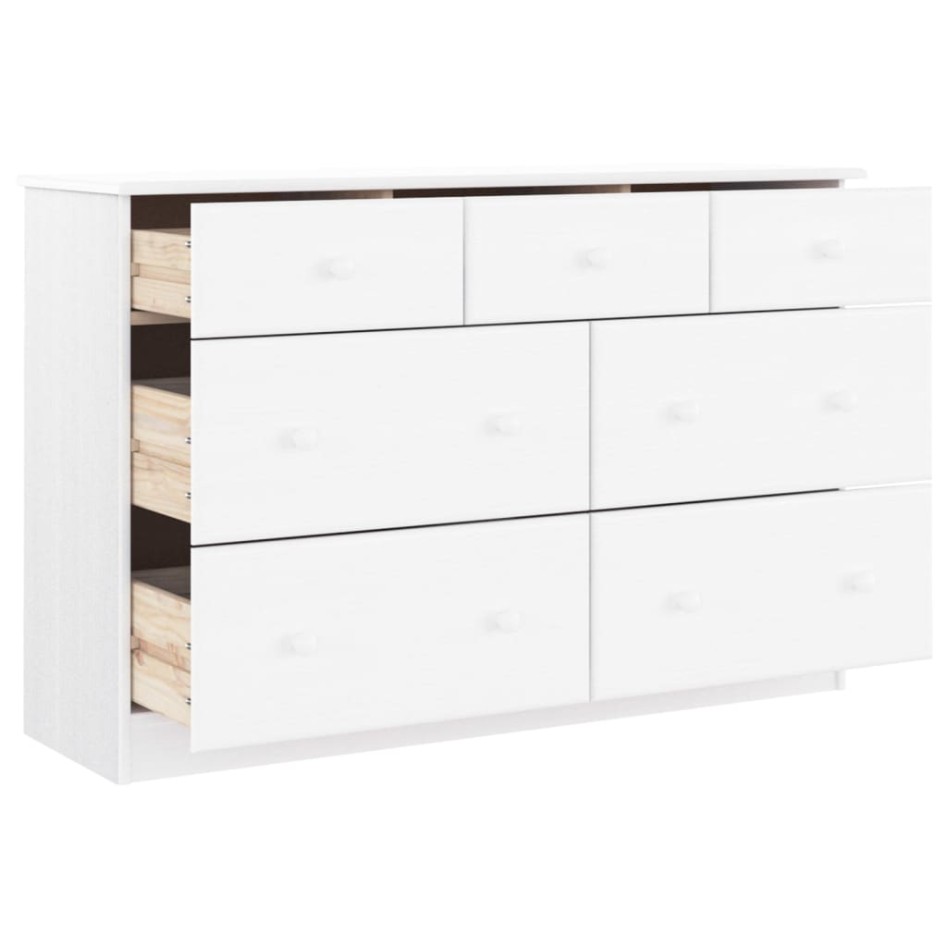 Cómoda cajonera ALTA madera maciza pino blanco 112x35x73