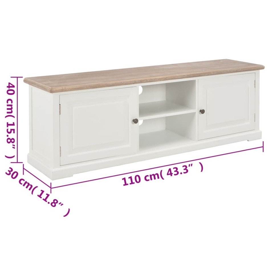 Mueble de TV madera contrachapada blanco 110x30x40