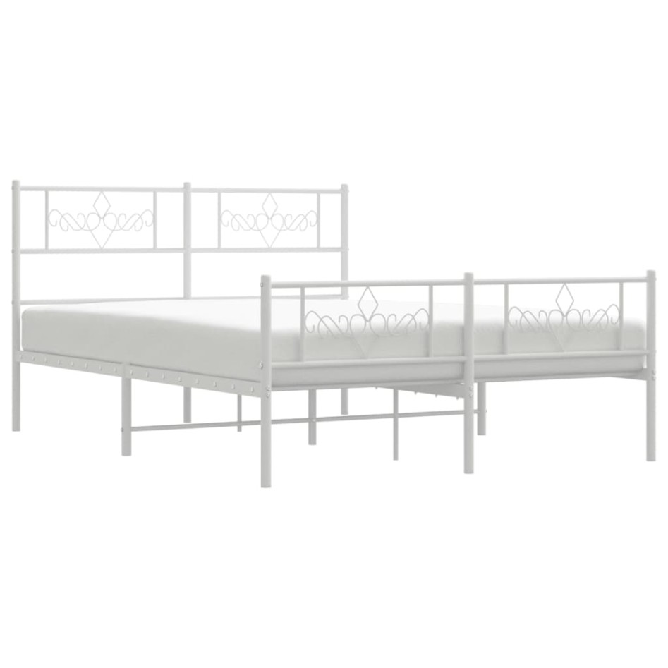 Estructura cama metal con cabecero y estribo blanco 160x200