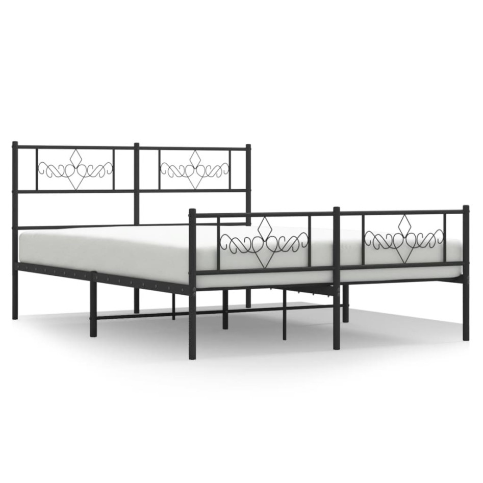 Estructura de cama cabecero y estribo metal negro 140x190