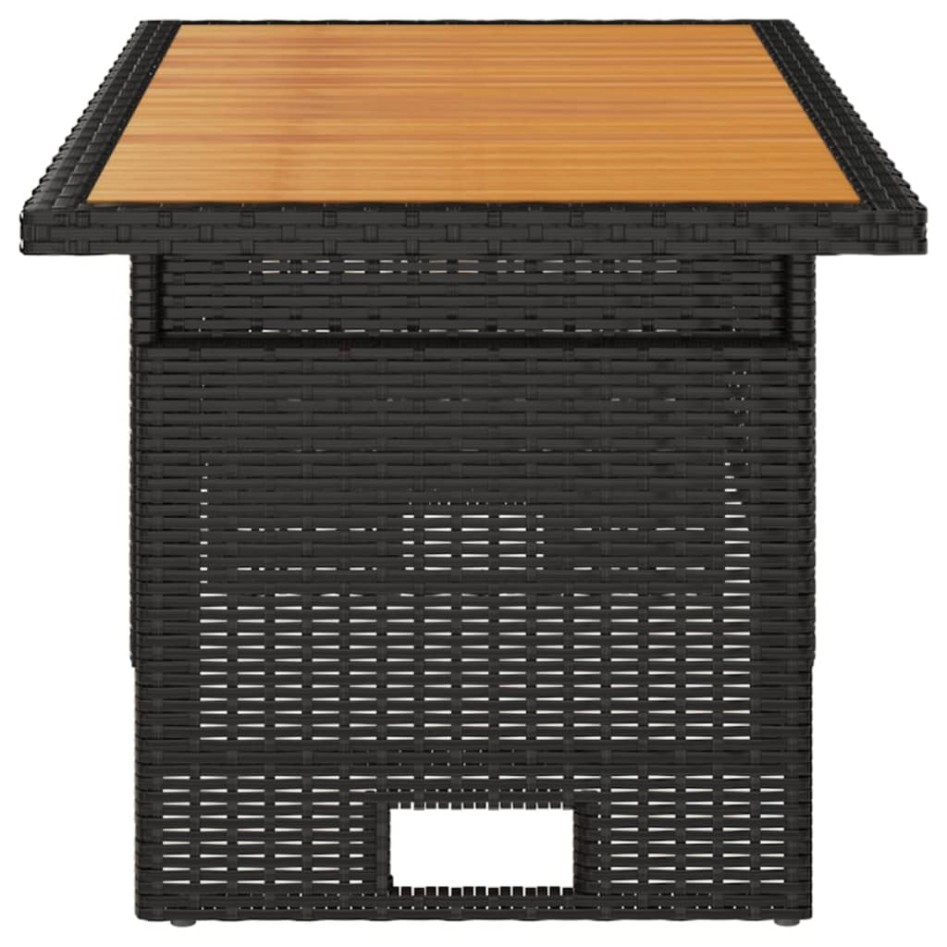 Mesa jardín negra 100x50x43/63 cm madera maciza acacia y