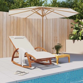 Mecedora de textileno blanco y madera maciza de