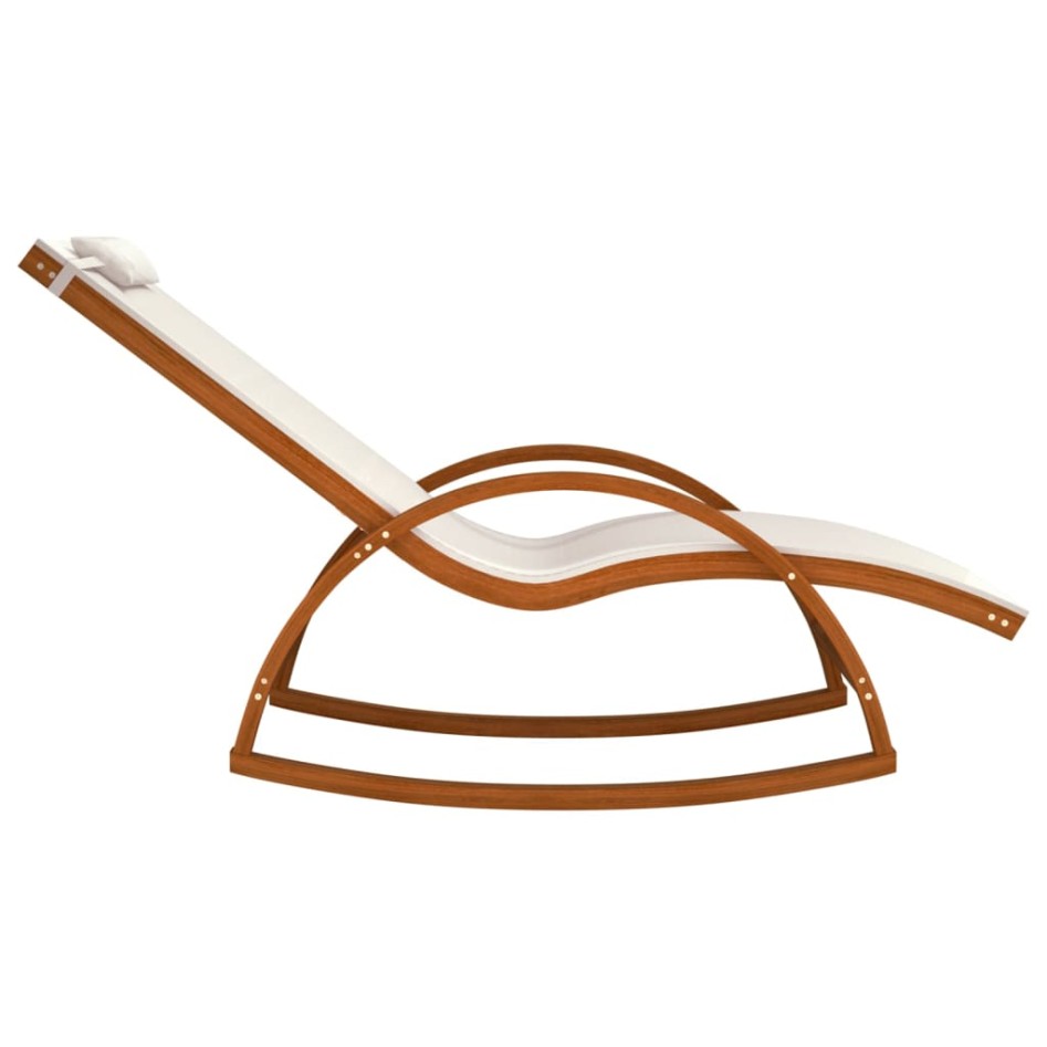 Mecedora de textileno blanco y madera maciza de