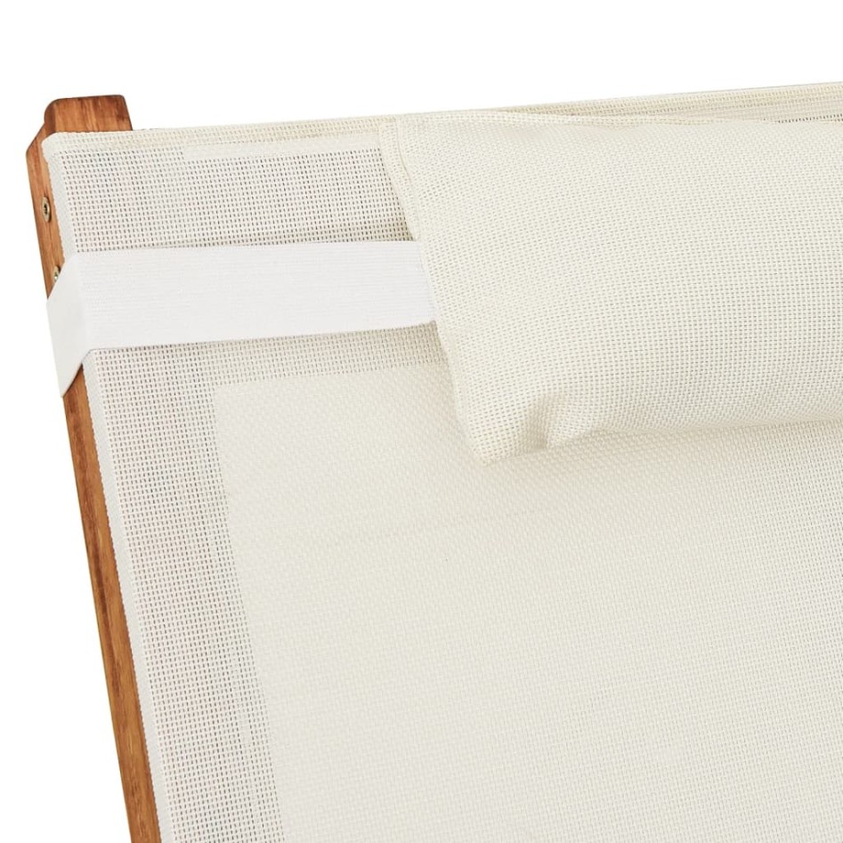 Mecedora de textileno blanco y madera maciza de