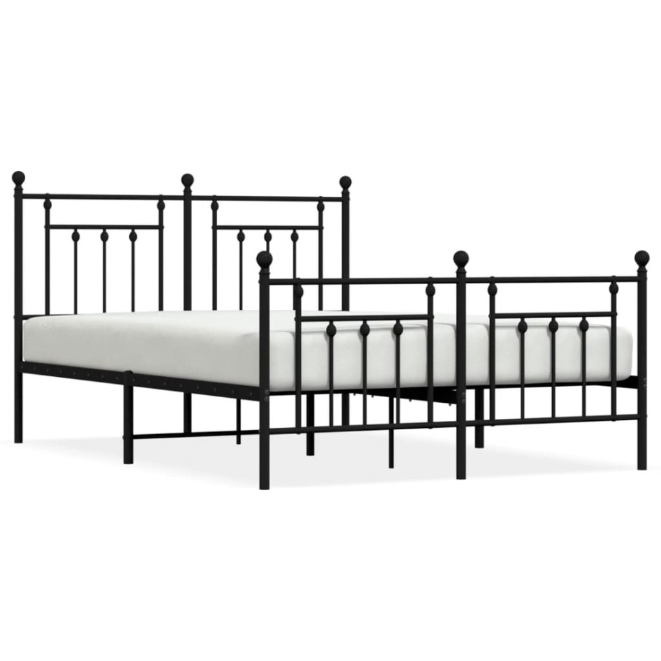 Estructura de cama cabecero y estribo metal negro 140x190