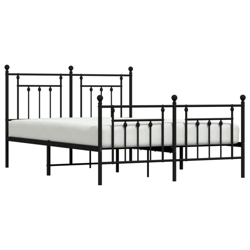 Estructura de cama cabecero y estribo metal negro 140x190