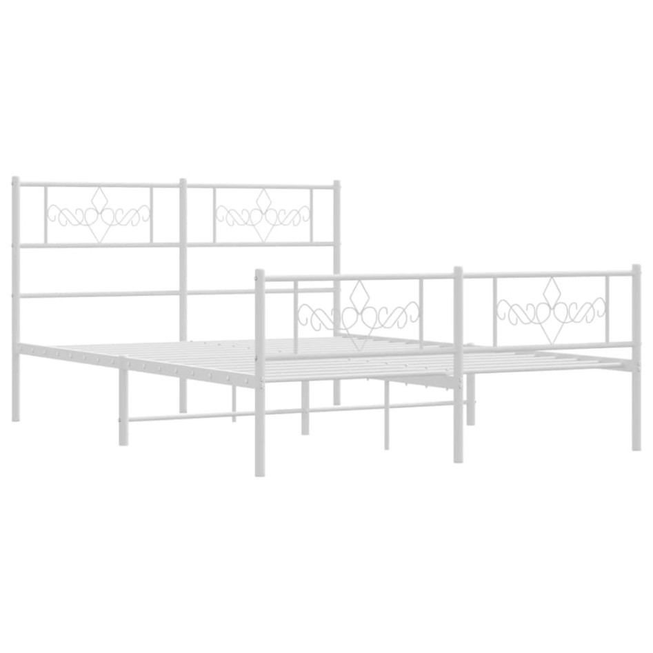 Estructura cama metal con cabecero y estribo blanco 140x200