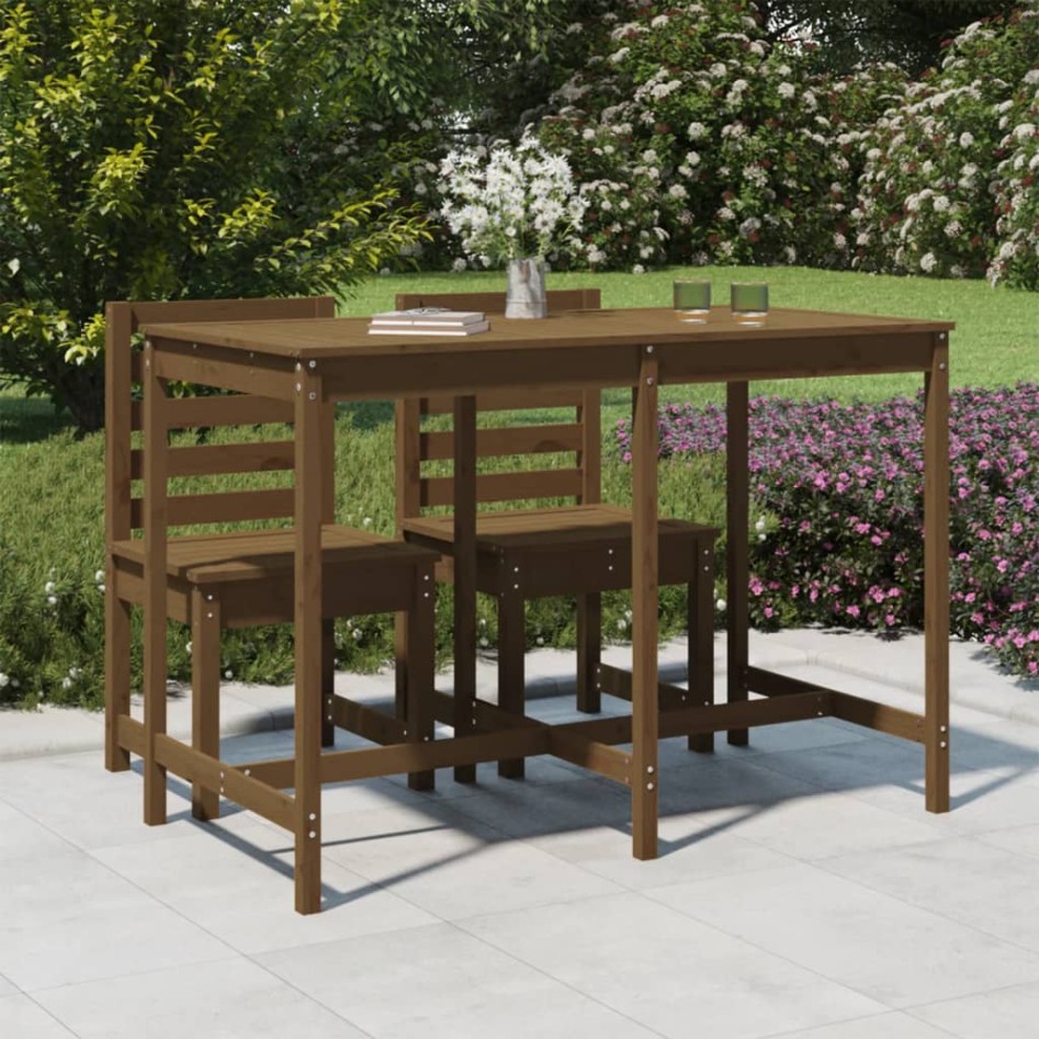 Mesa de jardín madera maciza pino marrón miel 159,5x82,5x110