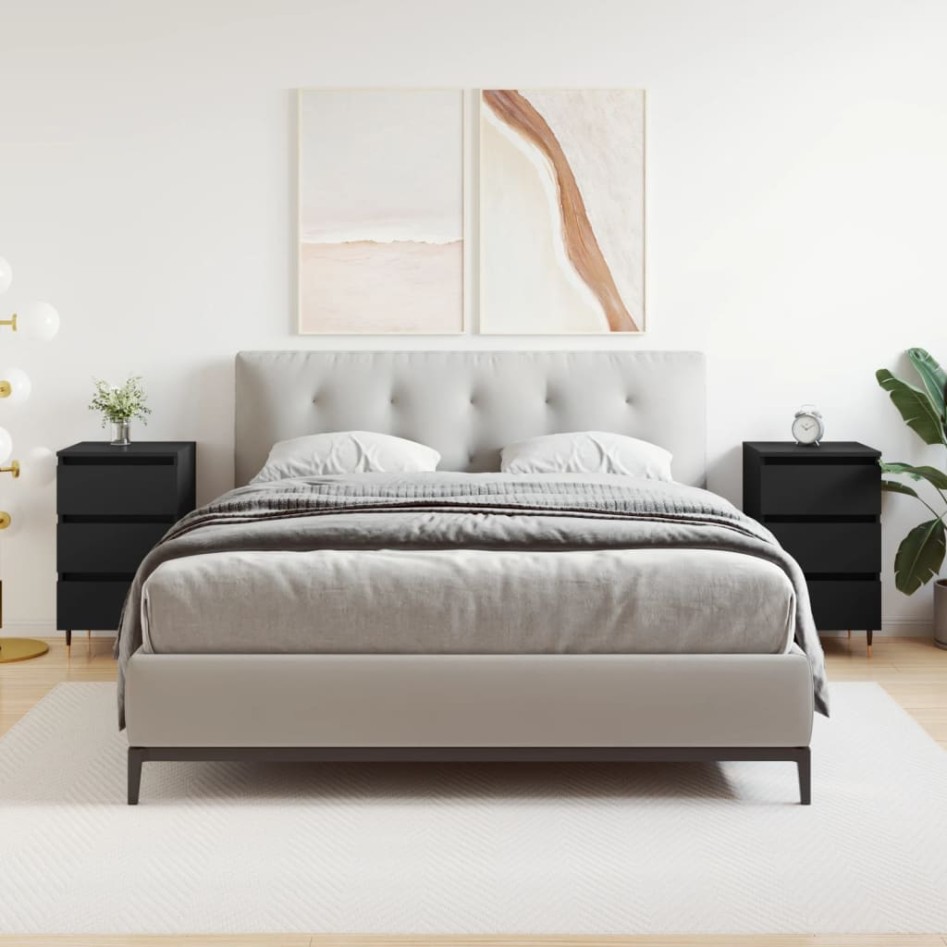 Mesitas de noche 2 uds madera de ingeniería negro 40x35x69