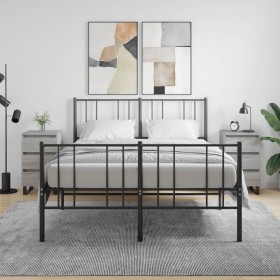 Mesita de noche 2 uds madera ingeniería gris Sonoma 40x35x69