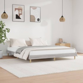 Estructura de cama madera contrachapada gris Sonoma 120x200