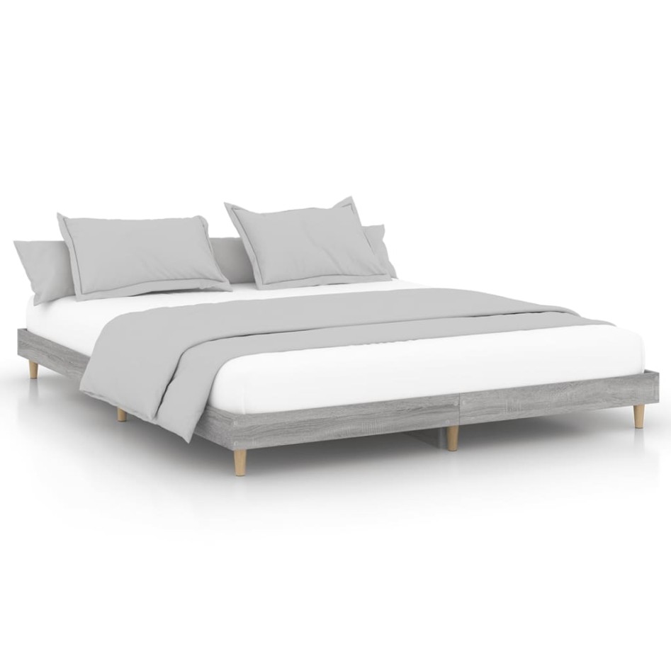 Estructura de cama madera contrachapada gris Sonoma 120x200