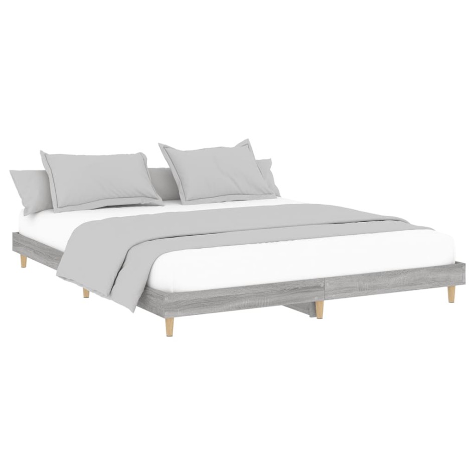 Estructura de cama madera contrachapada gris Sonoma 120x200