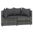 Set de muebles de jardín 3 pzas y cojines ratán sintético