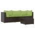 Set muebles de jardín 4 piezas y cojines ratán sintético