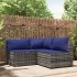 Set de muebles de jardín 3 pzas y cojines ratán sintético