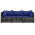 Set de muebles de jardín 3 pzas y cojines ratán sintético