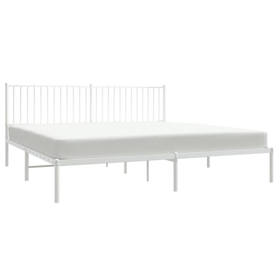 Estructura de cama de metal con cabecero blanco 193x203