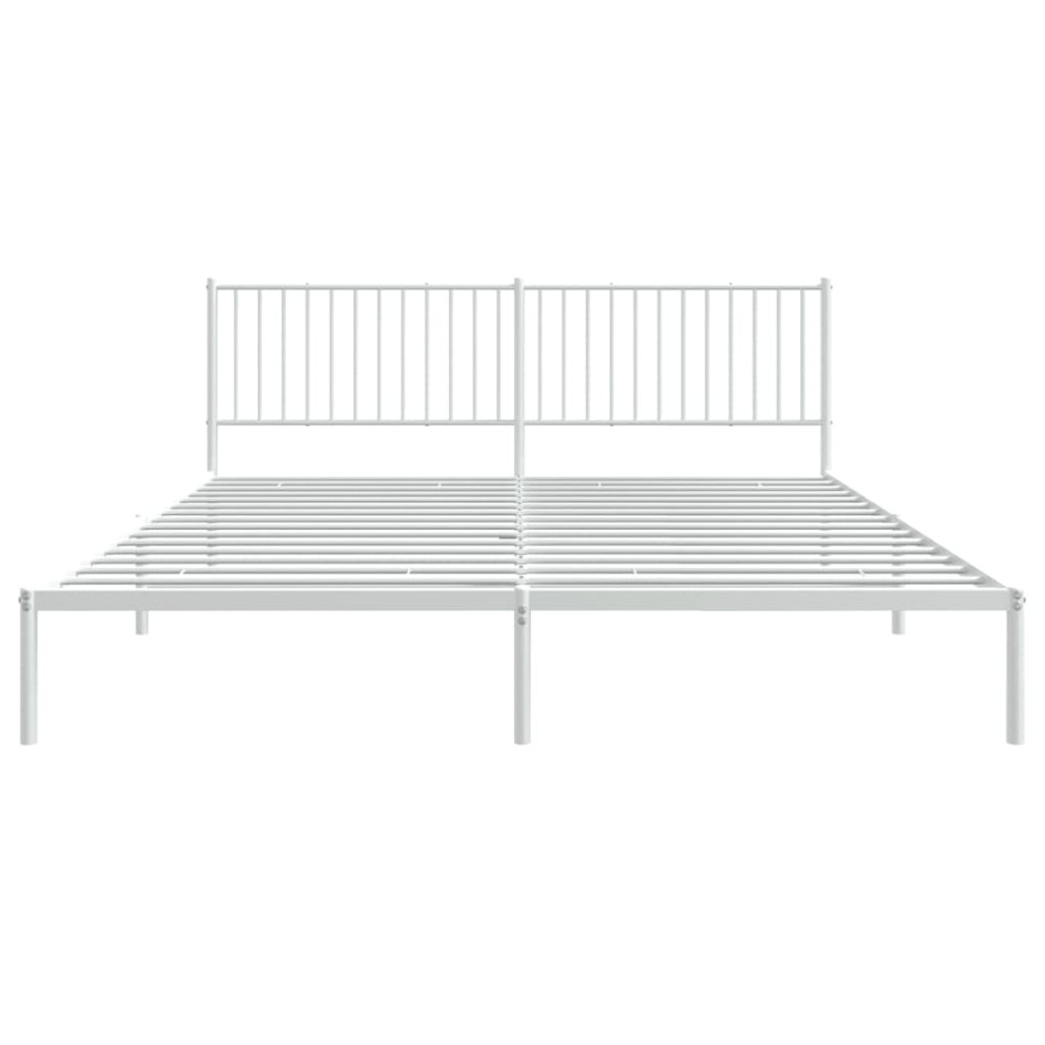 Estructura de cama de metal con cabecero blanco 193x203