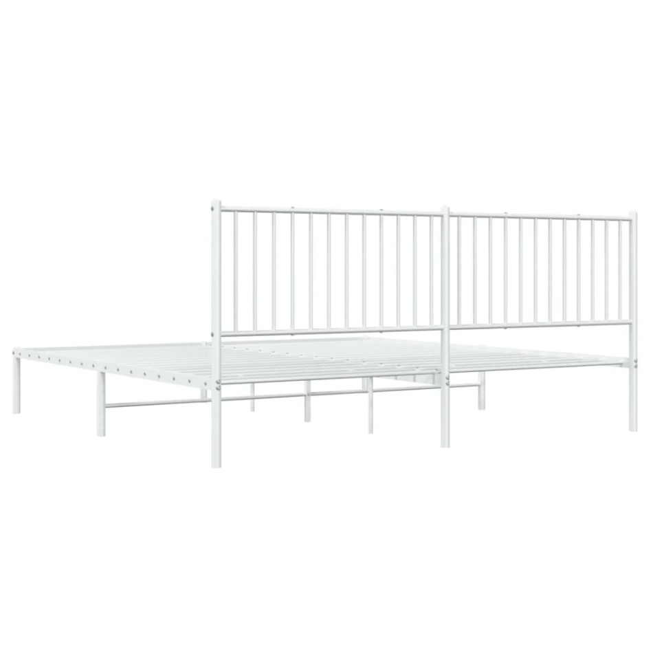 Estructura de cama de metal con cabecero blanco 193x203