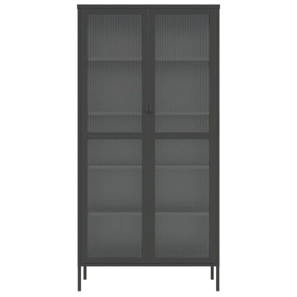 Aparador alto vidrio y acero negro 85x40x180